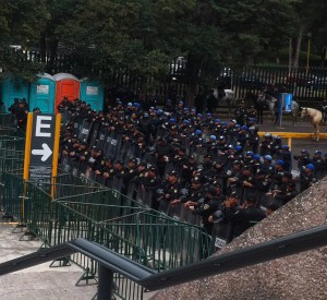 Riot Police outside the National Amphitheatre 