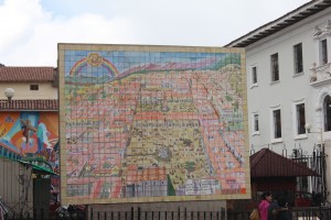 A mosiac map of the town on El Sol