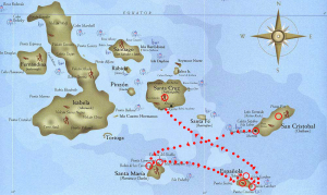 Map of the route within the Galapagos islands